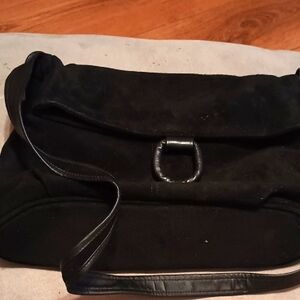 Black Suede Leather Shoulder Bag NWOT